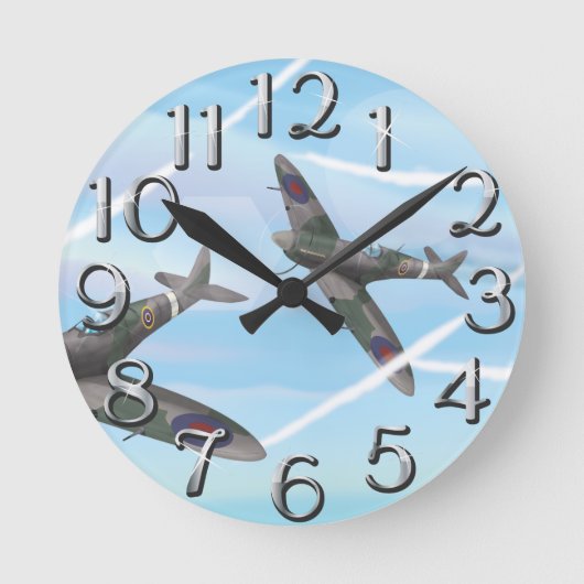 Vintages Luftfahrzeug Runde Wanduhr (Vorderseite)