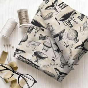 Vintages Luftfahrzeug Sepia-ID913 Stoff