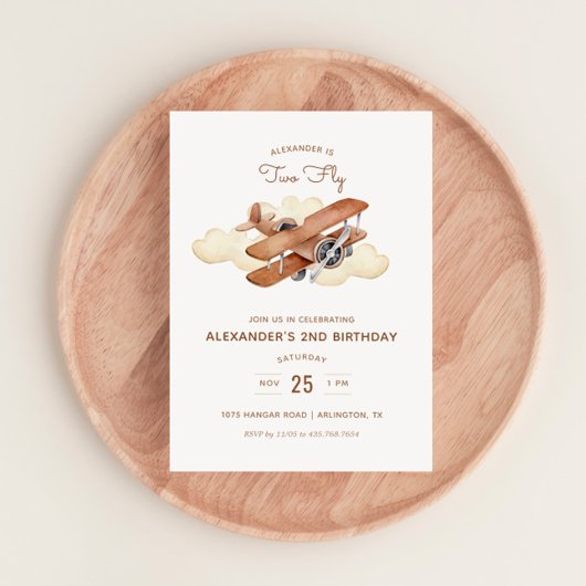 Vintages Luftfahrzeug zwei Fliegen zum Geburtstag Einladung