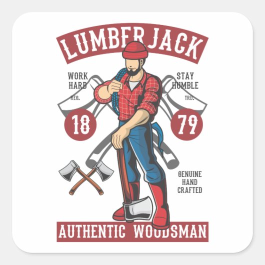 Vintages Lumberjack-Logo Quadratischer Aufkleber (Vorderseite)
