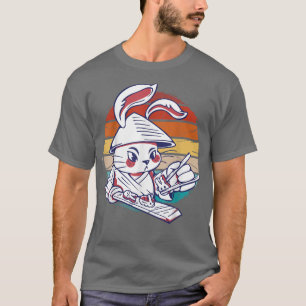 Vintages lustiges Samurai-Kaninchen, das Sushi her T-Shirt