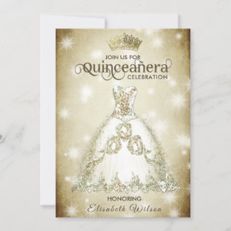 Vintages Luxus-funkelndes Kleid tiara Quinceañera Einladung