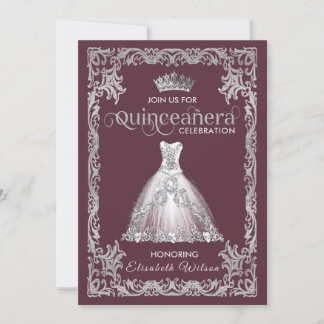 Vintages Luxus-funkelndes Kleid tiara Quinceañera Einladung