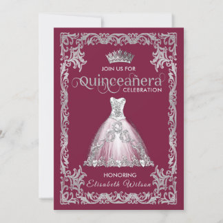 Vintages Luxus-funkelndes Kleid tiara Quinceañera Einladung
