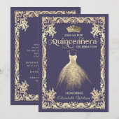 Vintages Luxus-funkelndes Kleid tiara Quinceañera Einladung (Vorne/Hinten)