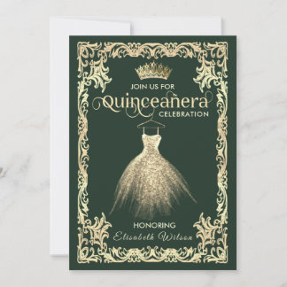 Vintages Luxus-funkelndes Kleid tiara Quinceañera Einladung