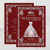 Vintages Luxus-funkelndes Kleid tiara Quinceañera Einladung (Vorne/Hinten)