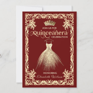 Vintages Luxus-funkelndes Kleid tiara Quinceañera Einladung