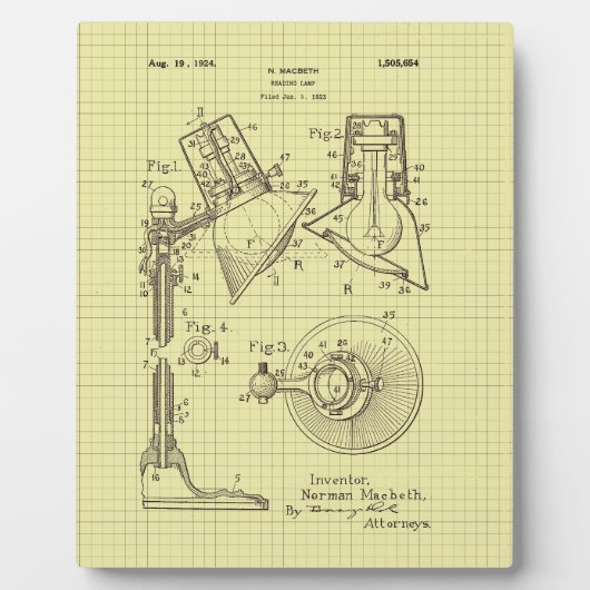 Vintages MacBeth Leselampenpatent Fotoplatte (Vorderseite)