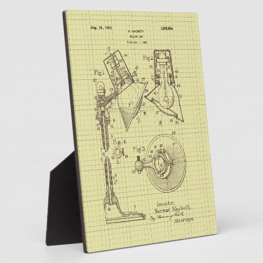 Vintages MacBeth Leselampenpatent Fotoplatte (Seite)