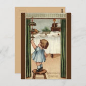 Vintages Mädchen auf einem Erntedank Postkarte (Vorne/Hinten)