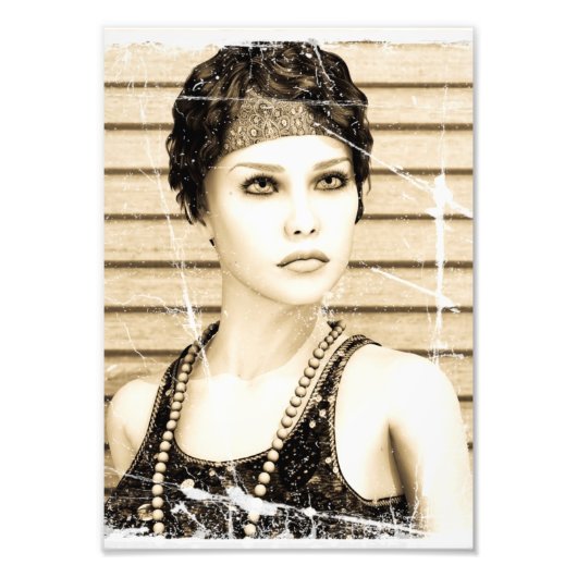 Vintages Mädchen, Auswirkungen auf das alte Foto (Vorne)