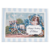 Vintages Mädchen bei der Beförderung von Lämmern G Große Geschenktüte (Rückseite)