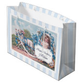 Vintages Mädchen bei der Beförderung von Lämmern G Große Geschenktüte (Rückseite Schrägansicht)
