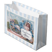 Vintages Mädchen bei der Beförderung von Lämmern G Große Geschenktüte (Vorderseite Schrägansicht)