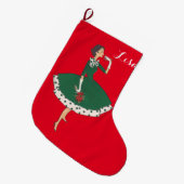 Vintages Mädchen Großer Weihnachtsstrumpf (Vorderansicht (hängend))