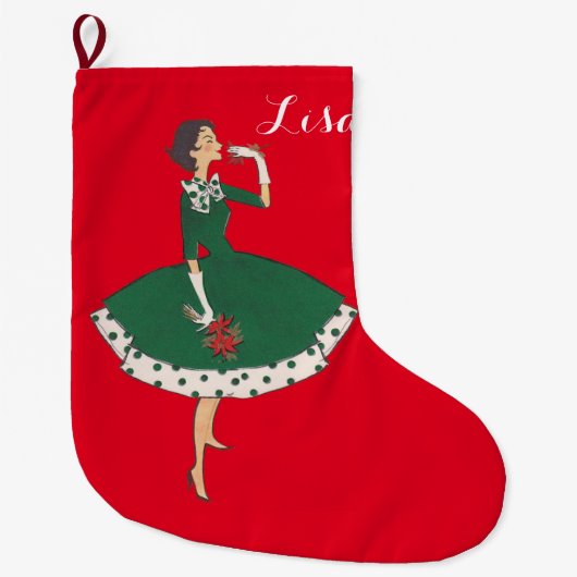 Vintages Mädchen Großer Weihnachtsstrumpf (Vorderseite)