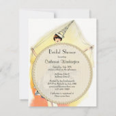 Vintages Mädchen im Eiffelturm Kostüm-Brautparty Einladung (Rückseite)