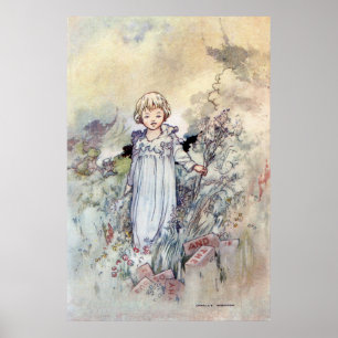 Vintages Mädchen im Garten von Charles Robinson Poster
