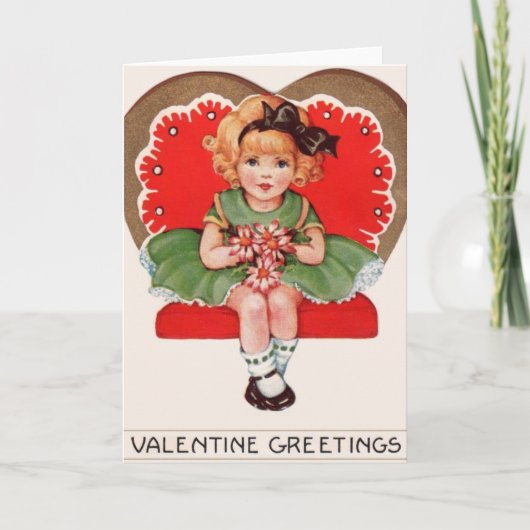 Vintages Mädchen im Herzen Feiertagskarte (Vorderseite)