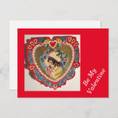 Vintages Mädchen im Herzen Valentine Postkarte (Vorne/Hinten)