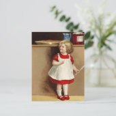 Vintages Mädchen im Roten Kleid Postkarte (Stehend Vorderseite)