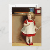 Vintages Mädchen im Roten Kleid Postkarte (Vorne/Hinten)