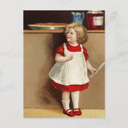 Vintages Mädchen im Roten Kleid Postkarte (Vorderseite)