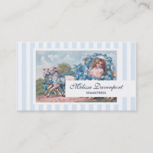 Vintages Mädchen in der Beförderung von Lämmern Visitenkarte