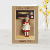 Vintages Mädchen in der roten Karte (Gelbe Blume)