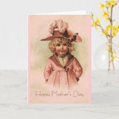 Vintages Mädchen Karte (Gelbe Blume)