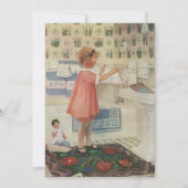 Vintages Mädchen, Kinderwäscherei Hängekleidung Einladung (Vorderseite)