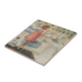 Vintages Mädchen, Kinderwäscherei Hängekleidung Fliese (Seite)