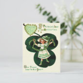 Vintages Mädchen-Kleeblatt-Girlanden-St Patrick Postkarte (Stehend Vorderseite)