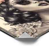 Vintages Mädchen mit Blume Poster (Ecke)