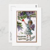 Vintages Mädchen mit Blume und Valentine Gruß Postkarte (Vorne/Hinten)