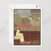 Vintages Mädchen mit Buch von Millicent Sowerby Postkarte (Vorne/Hinten)