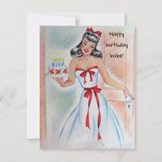Vintages Mädchen mit Geburtstagskarte Feiertagskarte (Vorderseite)