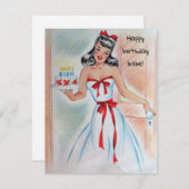 Vintages Mädchen mit Geburtstagskarte Feiertagskarte (Vorne/Hinten)