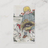 Vintages Mädchen mit Hühnern Visitenkarte (Rückseite)