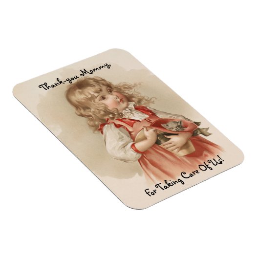 Vintages Mädchen mit Kätzchen Magnet (Rechte Seite)