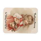 Vintages Mädchen mit Kätzchen Magnet (Horizontal)