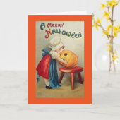 Vintages Mädchen mit Kürbis Karte (Gelbe Blume)