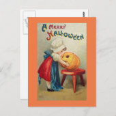 Vintages Mädchen mit Pumpkin Postkarte (Vorne/Hinten)