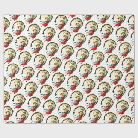 Vintages Mädchen mit Scarf Geschenkpapier (Flach)