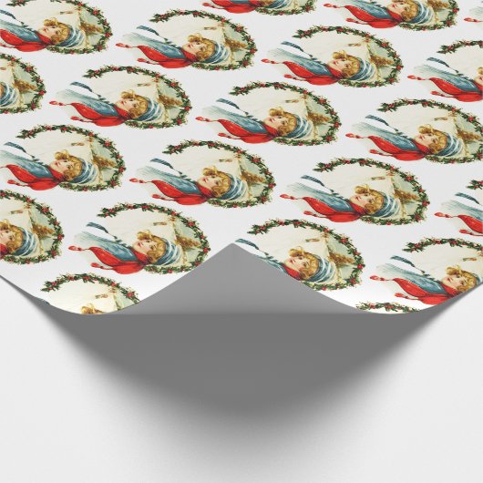 Vintages Mädchen mit Scarf Geschenkpapier (Ecke)