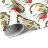 Vintages Mädchen mit Scarf Geschenkpapier (Rolleneckpunkt)