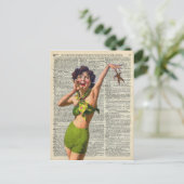 Vintages Mädchen mit Seestern Postkarte (Stehend Vorderseite)