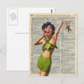 Vintages Mädchen mit Seestern Postkarte (Vorne/Hinten)