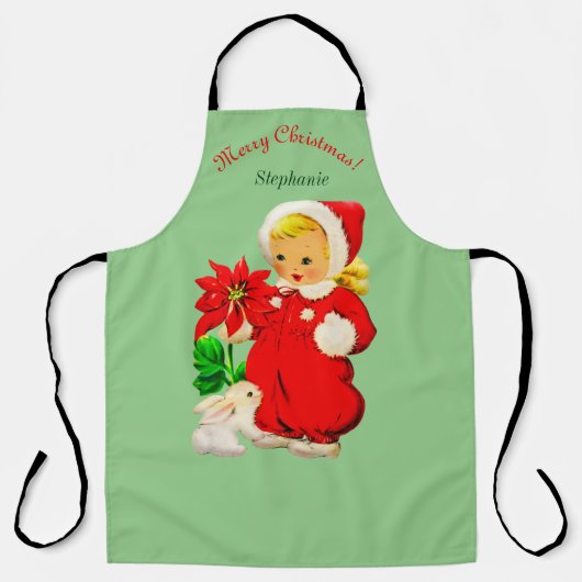 Vintages Mädchen mit sonniger Weihnachtsferien Sch Schürze (Vorderseite)